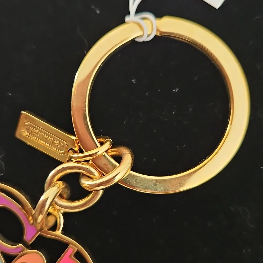 RARE COACH Poppy Heart Key Chain Ring Candy colored Key Fob Hang Tag - Picture 4 of 5